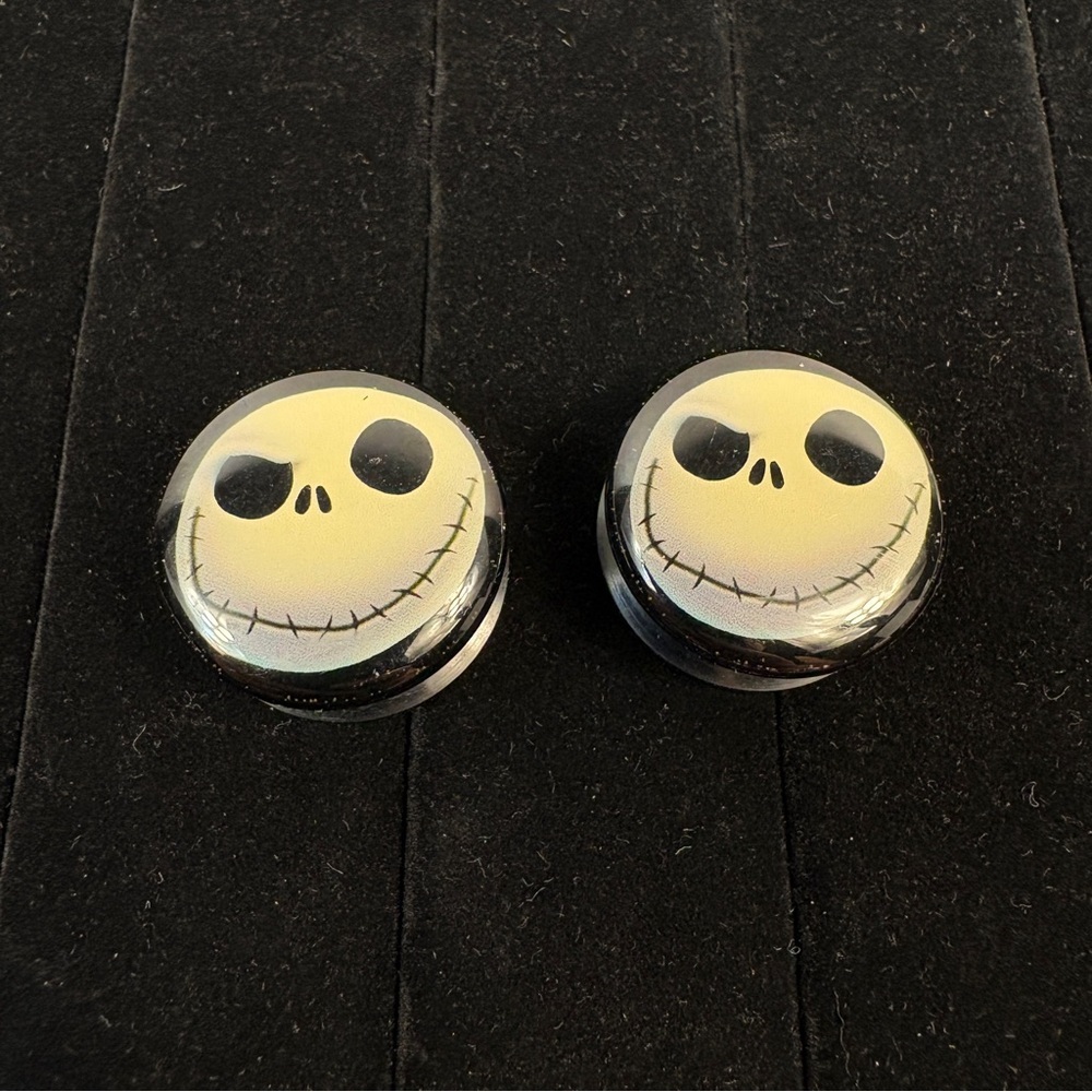 Goth Disney Jack Skellington Plugs - Stretched Ear Jewelry - 1/2" Large Gauges